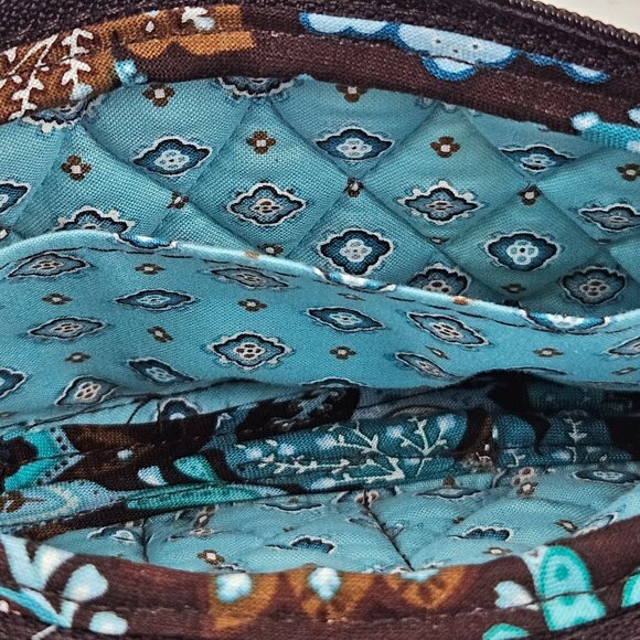 Vera Bradley Java Blue Quilted Cotton Wristlet Wallet Brown Aqua Retired - Picture 7 of 8